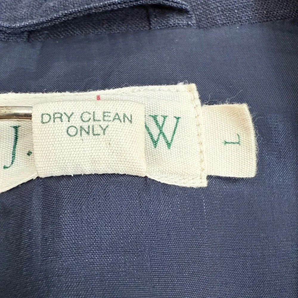 J. Crew Mens Navy Blue Linen Cotton Blend Blazer Sport Coat Jacket Size L‎ Y2K